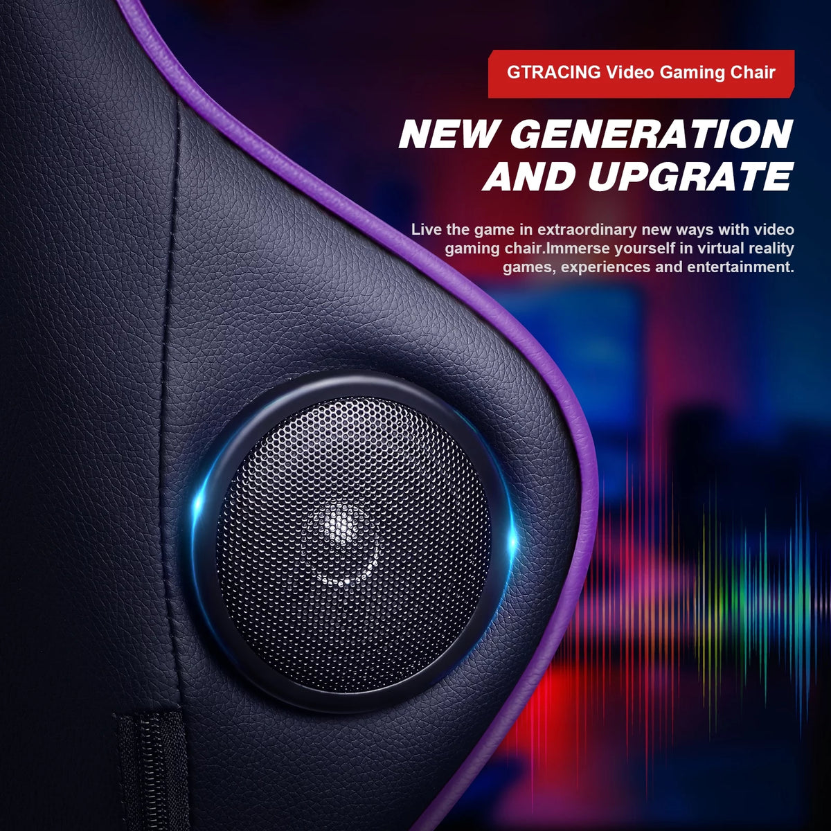 Purple Gaming Chair with Speakers and Footrest J671