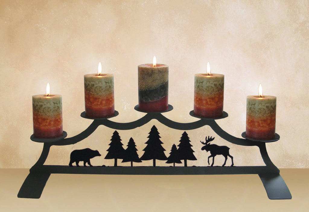 Pinecone Fireplace Pillar Candle Holder P14607