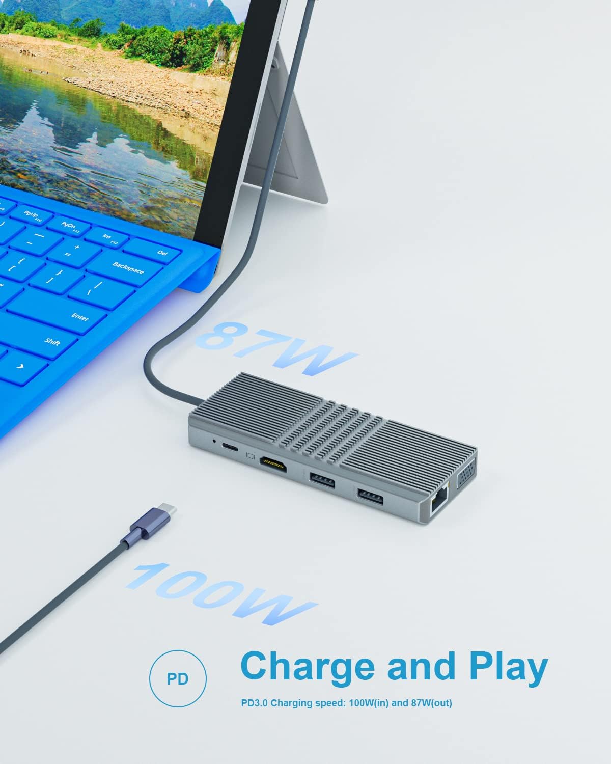 11 in 2 USB C Docking Station with HDMI VGA PD3.0 RJ45 USB2.0 USB3.0 Pack of 2 Z42541