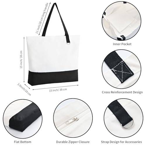 6 Pack Canvas Tote Bags with Zipper Z46192