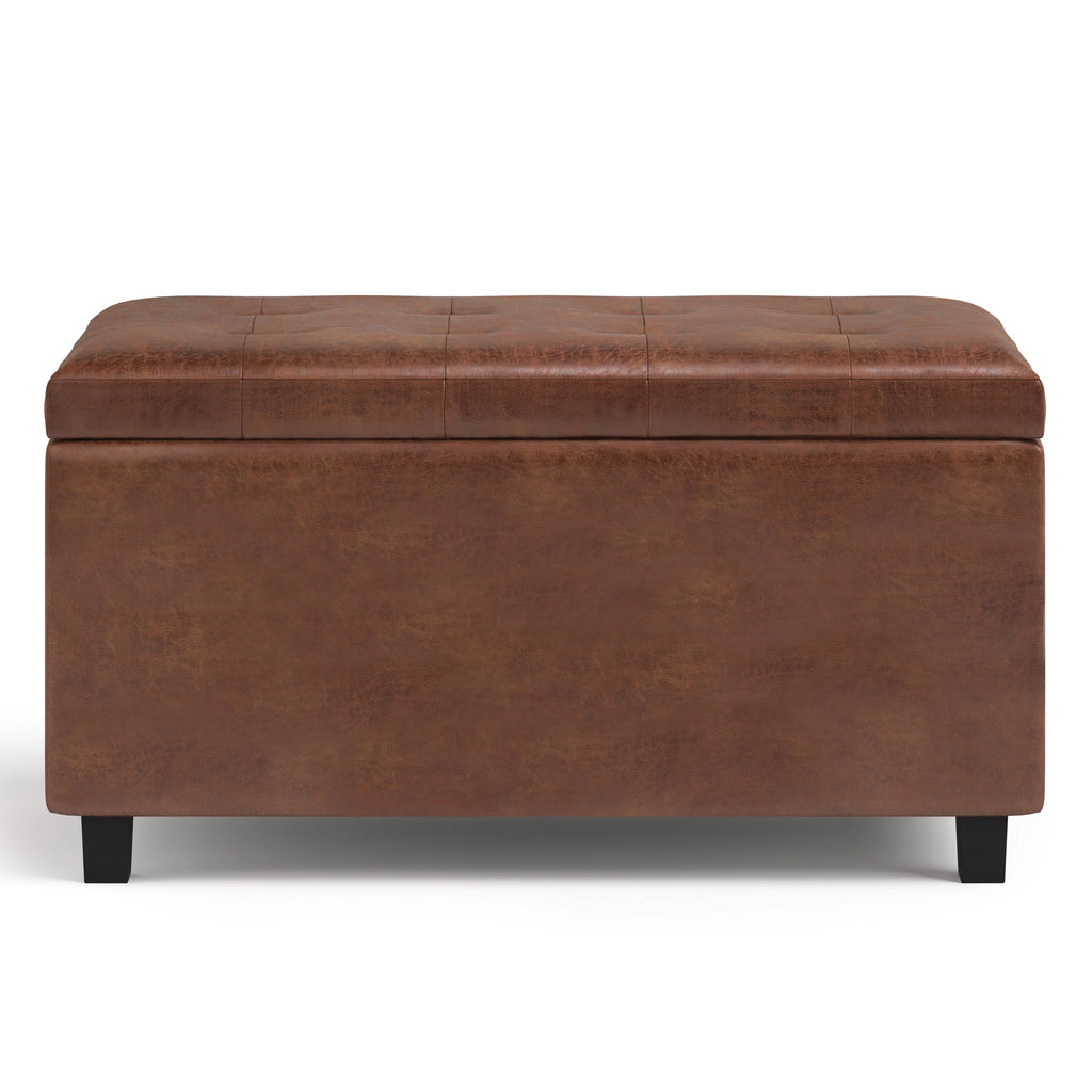 Distressed Saddle Brown Storage Ottoman D2300