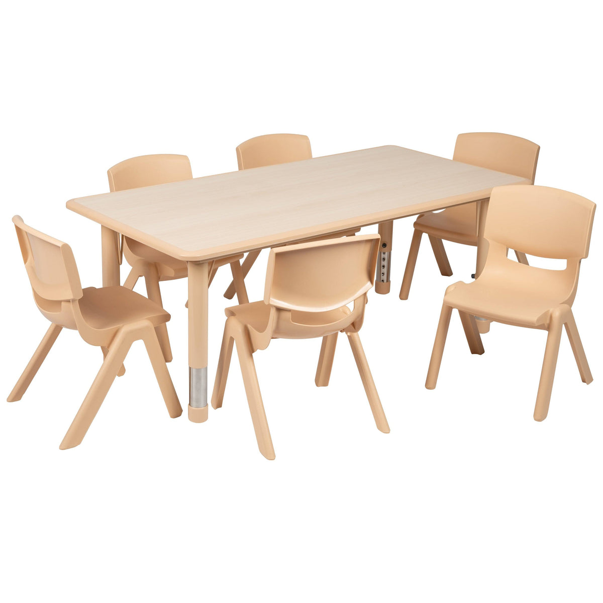 Red Rectangle Plastic Activity Table Set with 6 Chairs X81280