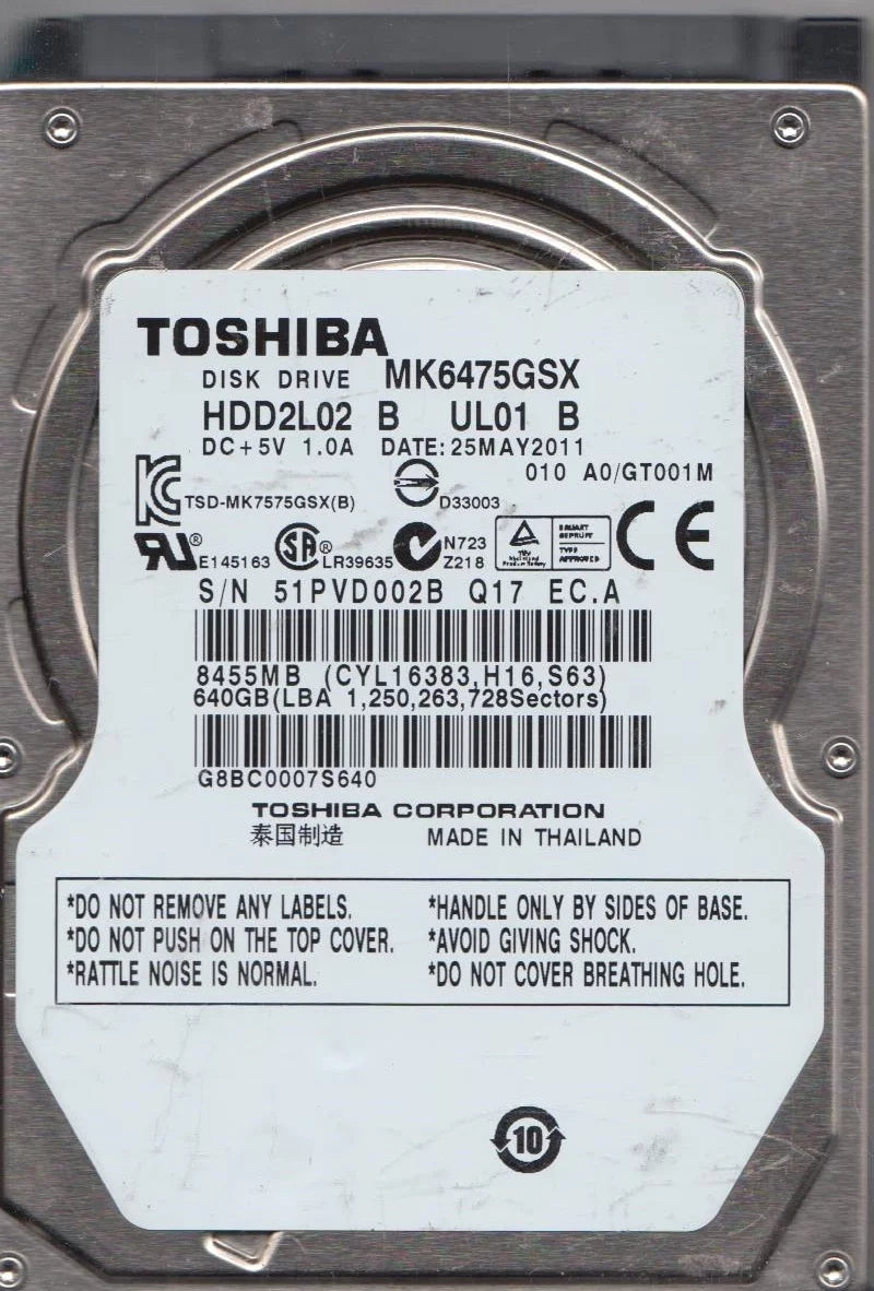 640GB SATA 2.5 Hard Drive U1572