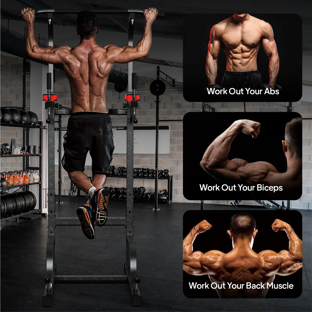 Multifunction Power Tower Dip Station Pull up Bar L236