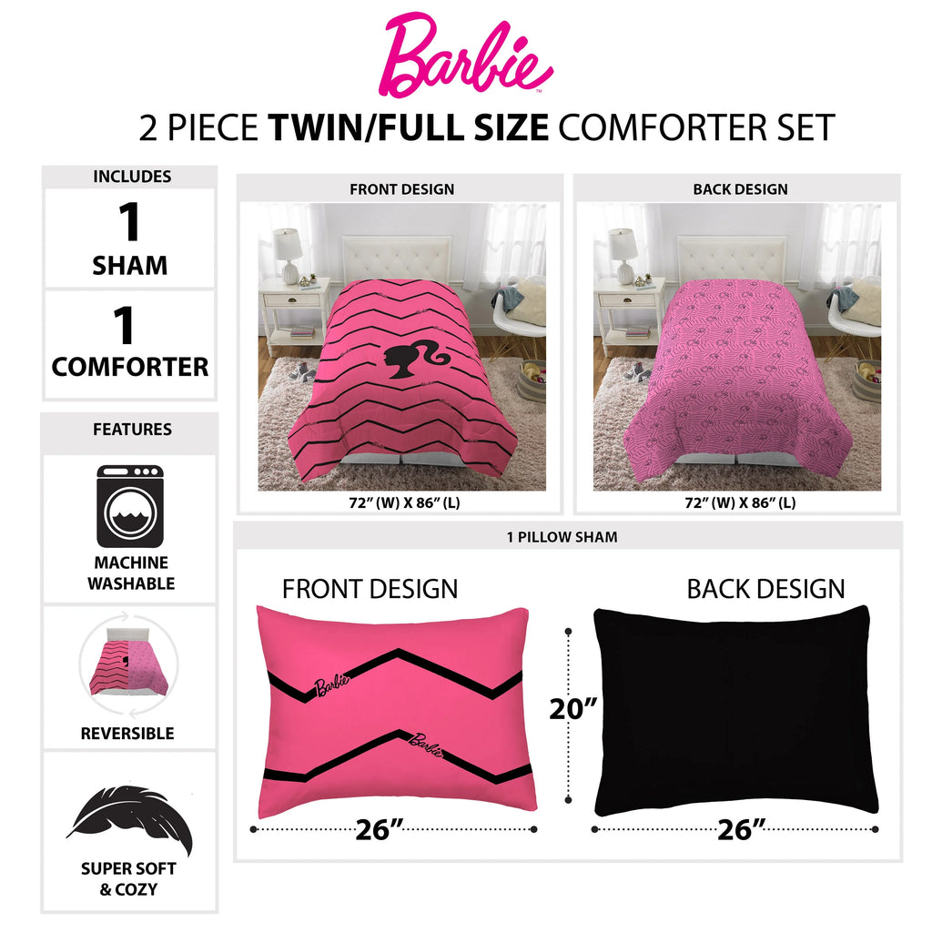 Pink Chevron Microfiber Twin Full Comforter Set A429