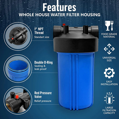 10 x 4.5 Whole House Filter Purifier System, Blue, 4 Sets A674
