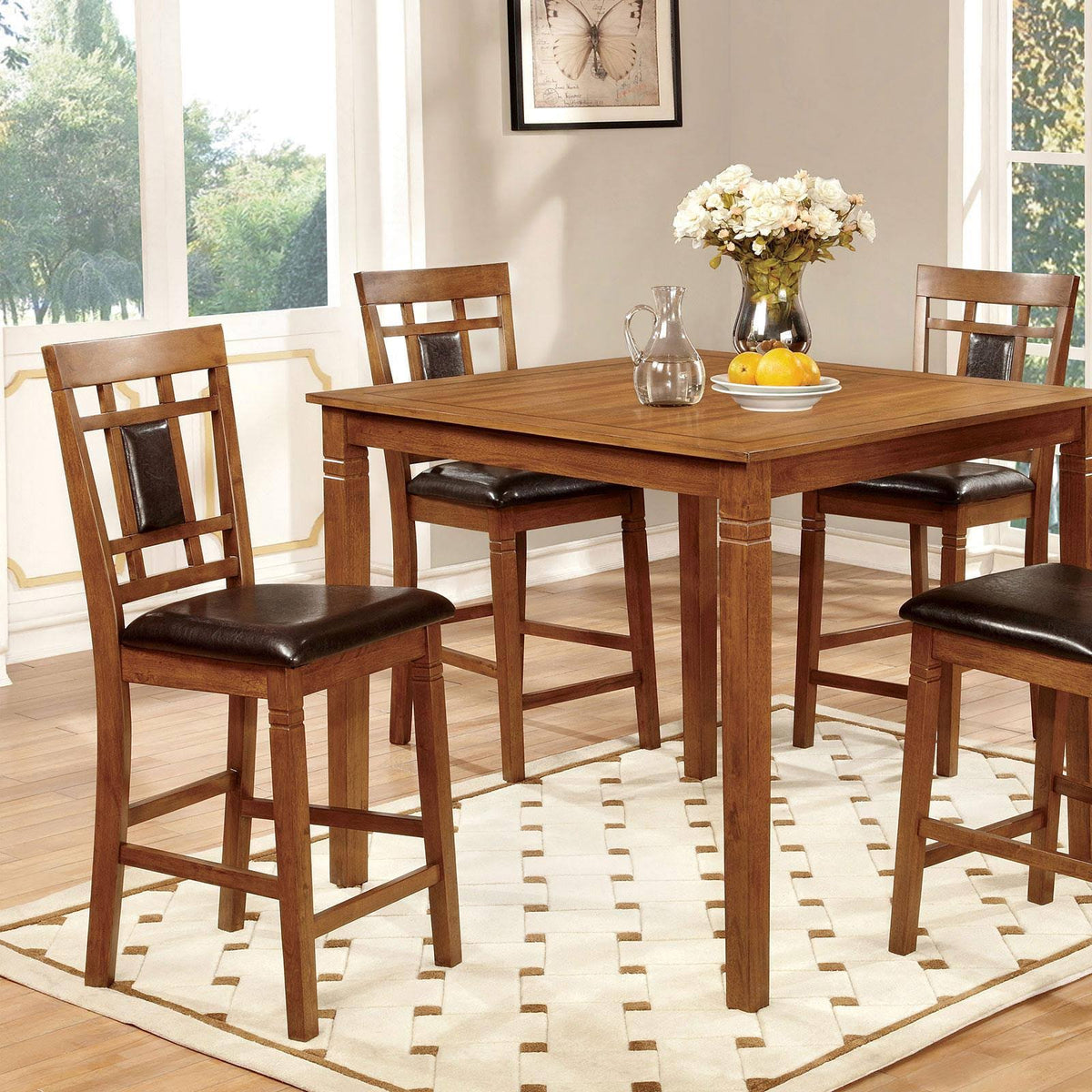 Light Oak Counter Height Table Set Y23775