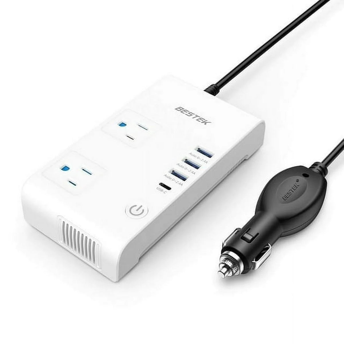 200W Car Power Inverter DC 12V to AC 110V with 4 USB White G698