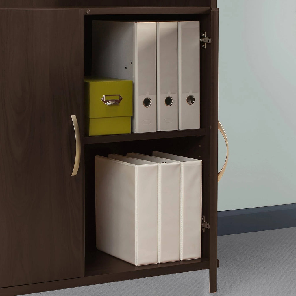 Bookcase with 5 Shelves and 2 Doors, Wood Composite, Storm Gray Y594282