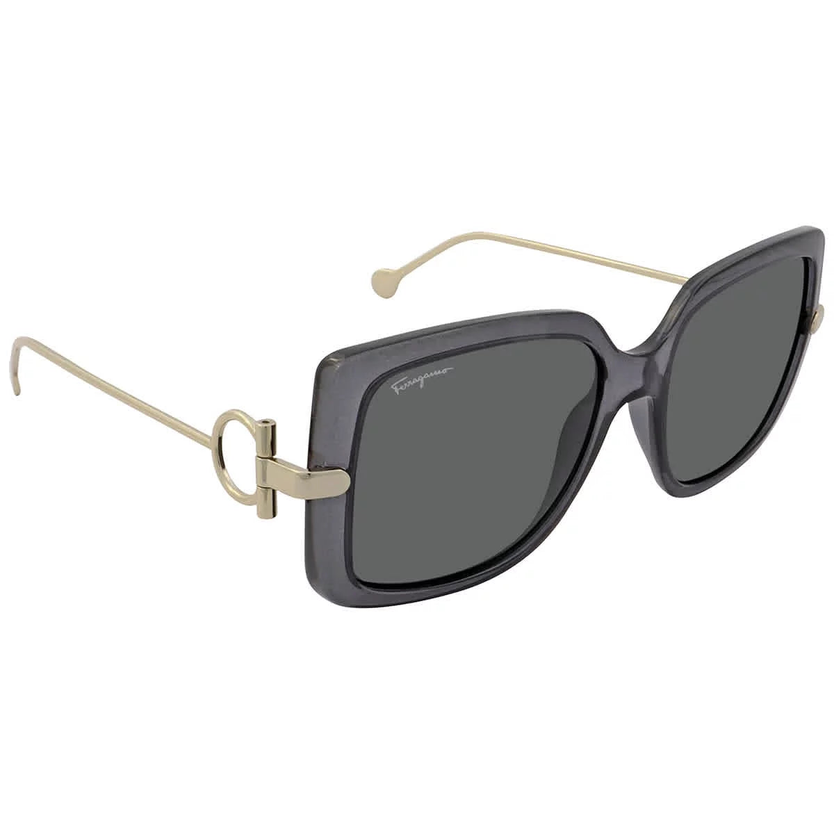 Plastic Square Sunglasses Transparent Grey 55mm D42118