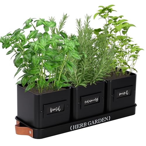 Indoor Herb Garden Planter Set with Tray, White W359