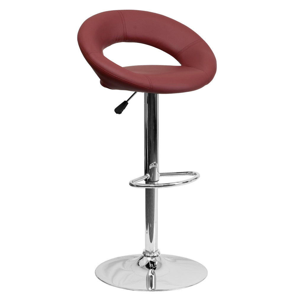 White Vinyl Adjustable Height Barstool with Chrome Base R72475