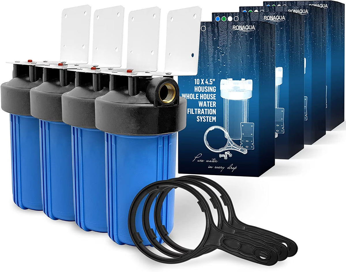 10 x 4.5 Whole House Filter Purifier System, Blue, 4 Sets A674