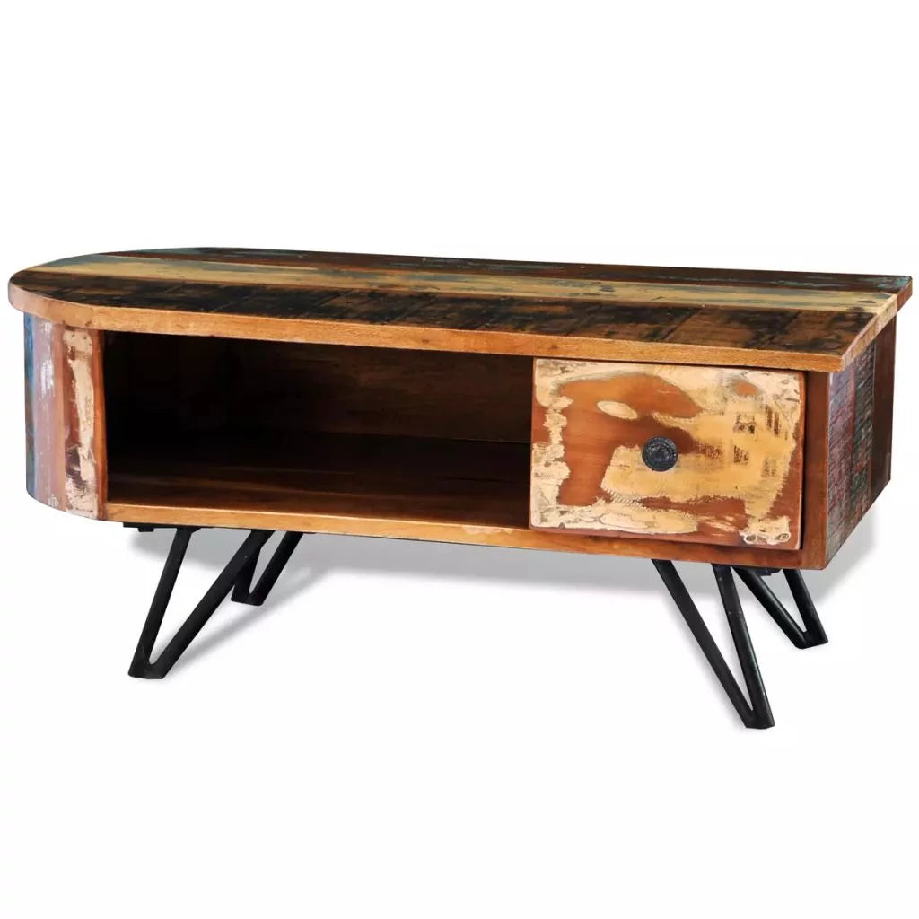 Solid Reclaimed Wood Coffee Table with Iron Pin Legs N398471