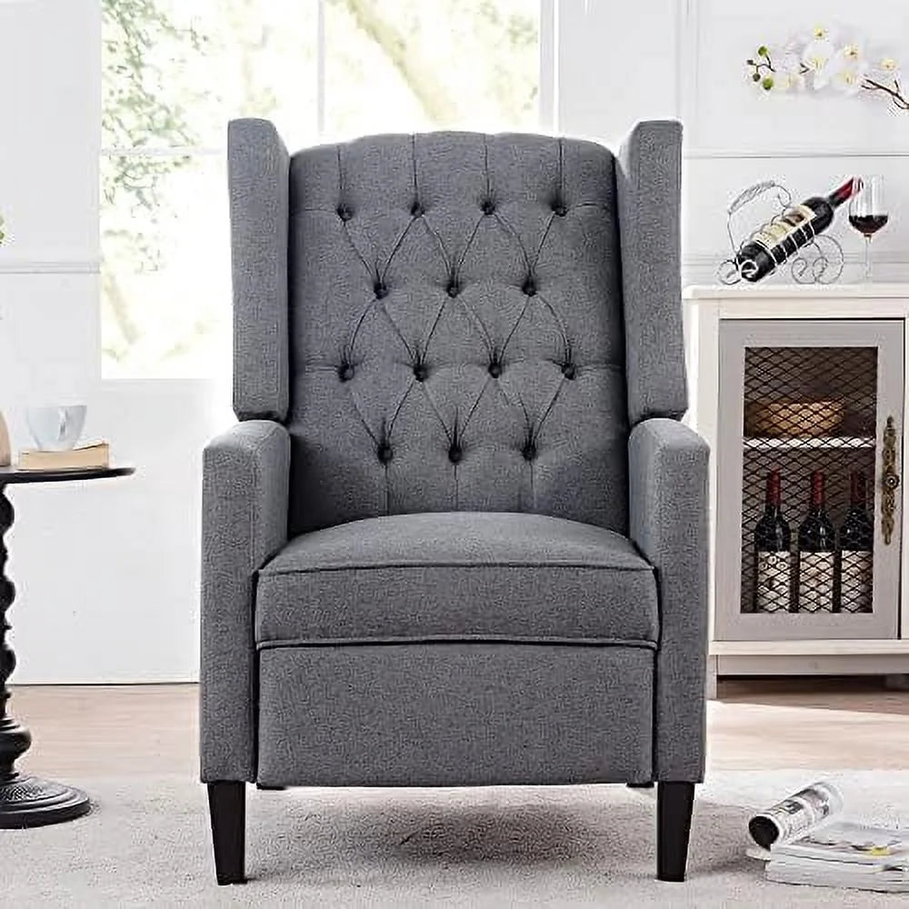 Beige Fabric Push Back Recliner Chair B7207