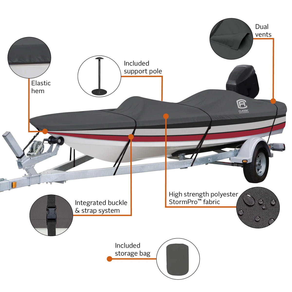 Heavy-Duty Boat Cover 12 Ft. - 14 Ft. Long x 68 In. Wide M2639