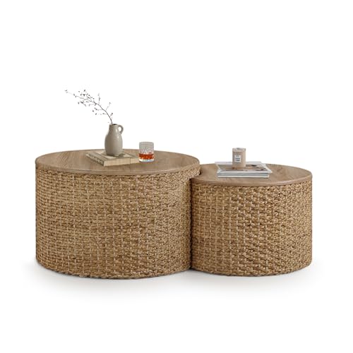 Set of 2 Woven Coffee Table with Storage F48497