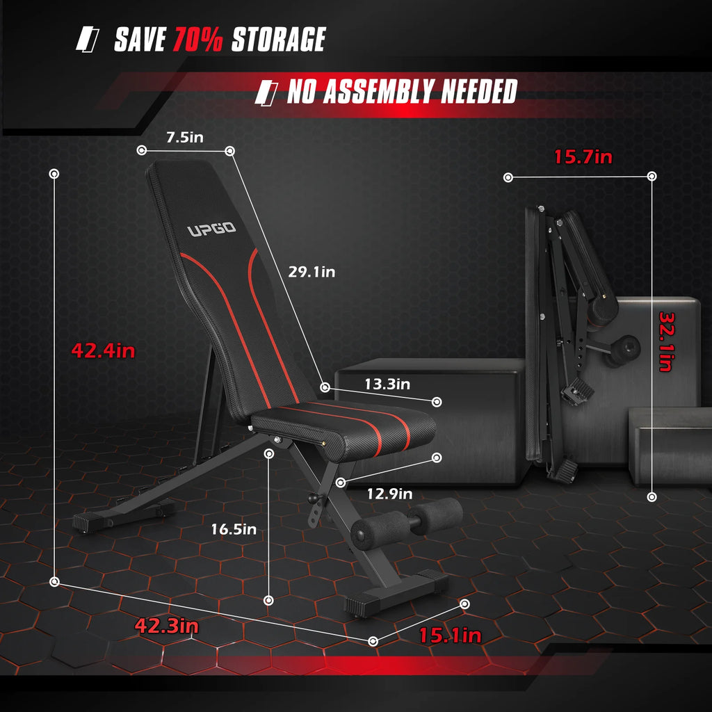 Adjustable Weight Bench Folding Incline/Decline 660lbs Capacity P113953