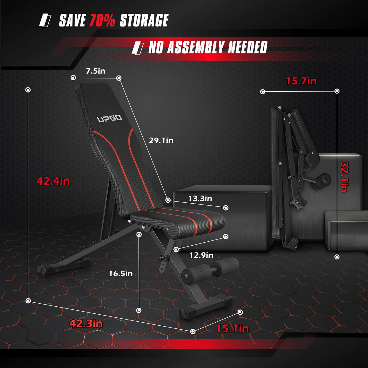 Adjustable Weight Bench Folding Incline/Decline 660lbs Capacity P113953