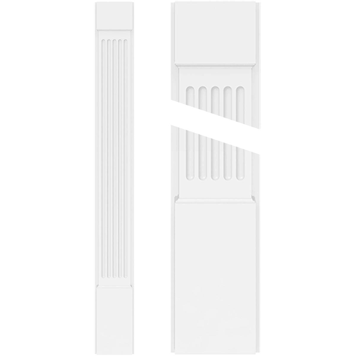 Fluted PVC Pilaster with Capital and Base (Pair) O6889