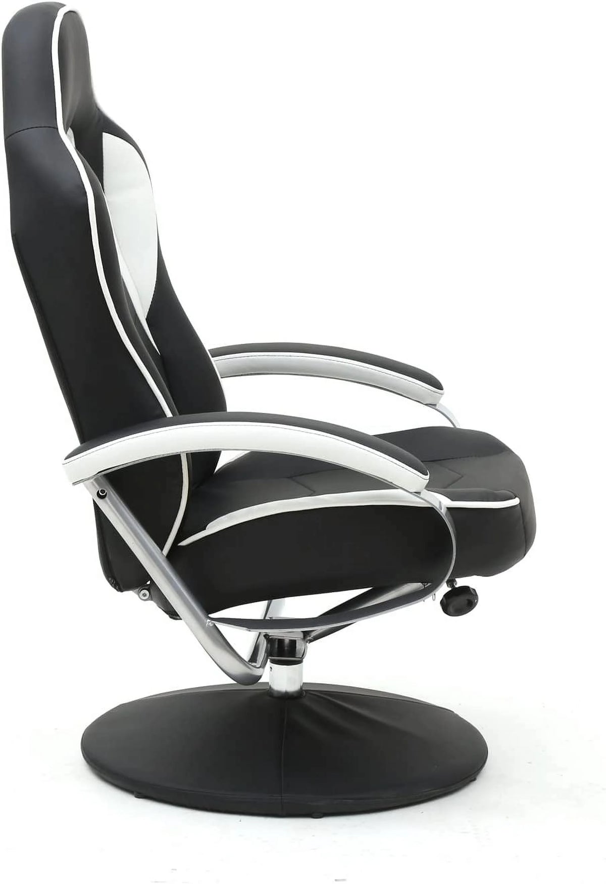 Black PU Racing Recliner Chair Set with Ottoman E69405