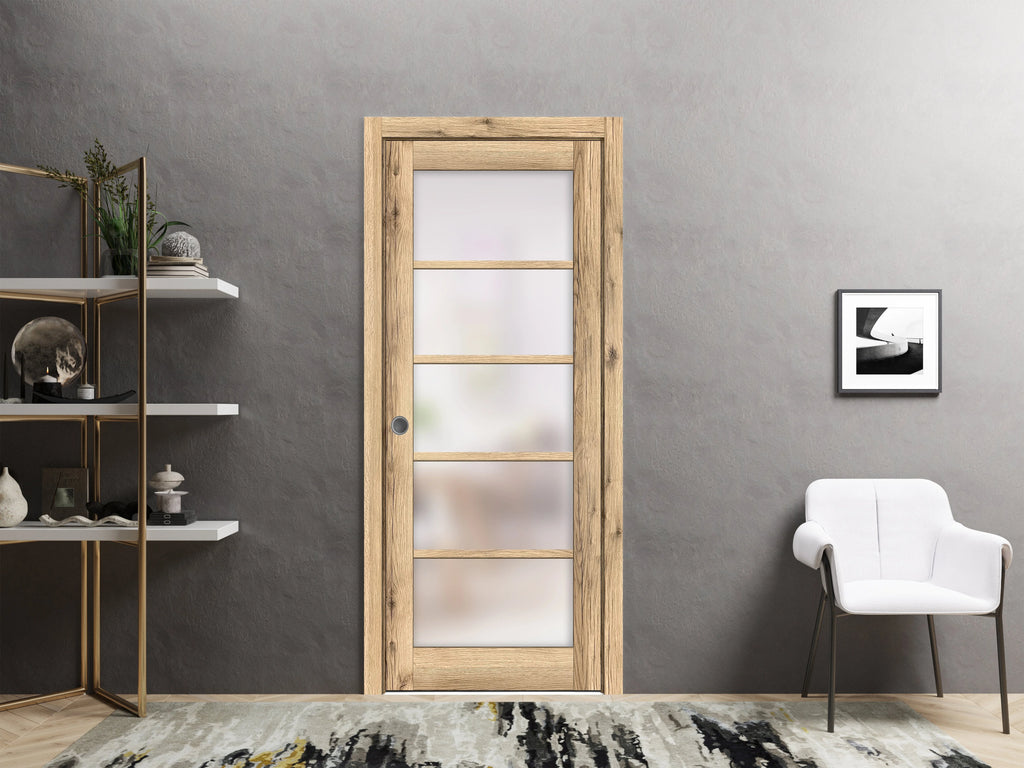Solid Wood Sliding French Pocket Door 36 x 80 inches F51016