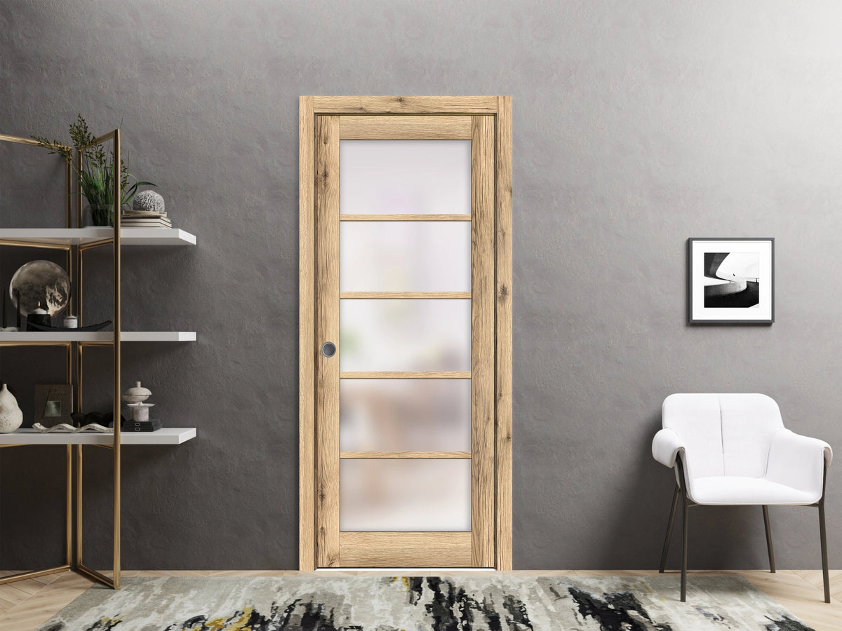 Solid Wood Sliding French Pocket Door 36 x 80 inches F51016