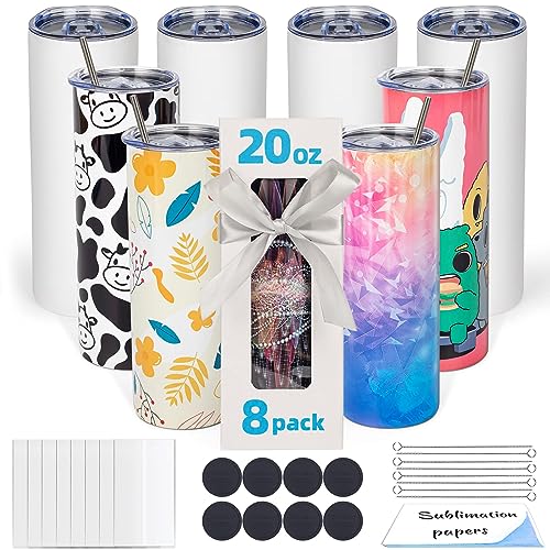 8 Pack 20 OZ Stainless Steel Insulated Sublimation Tumbler H413