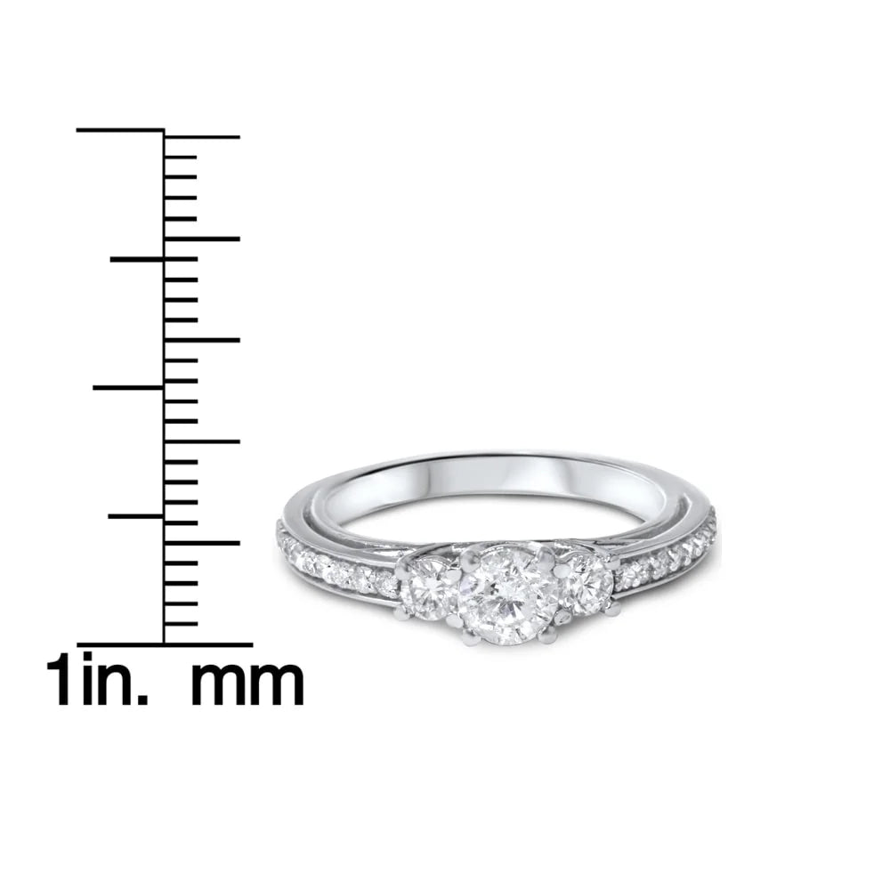 1 1/4ct 3-Stone Diamond Ring 14K White Gold U819301