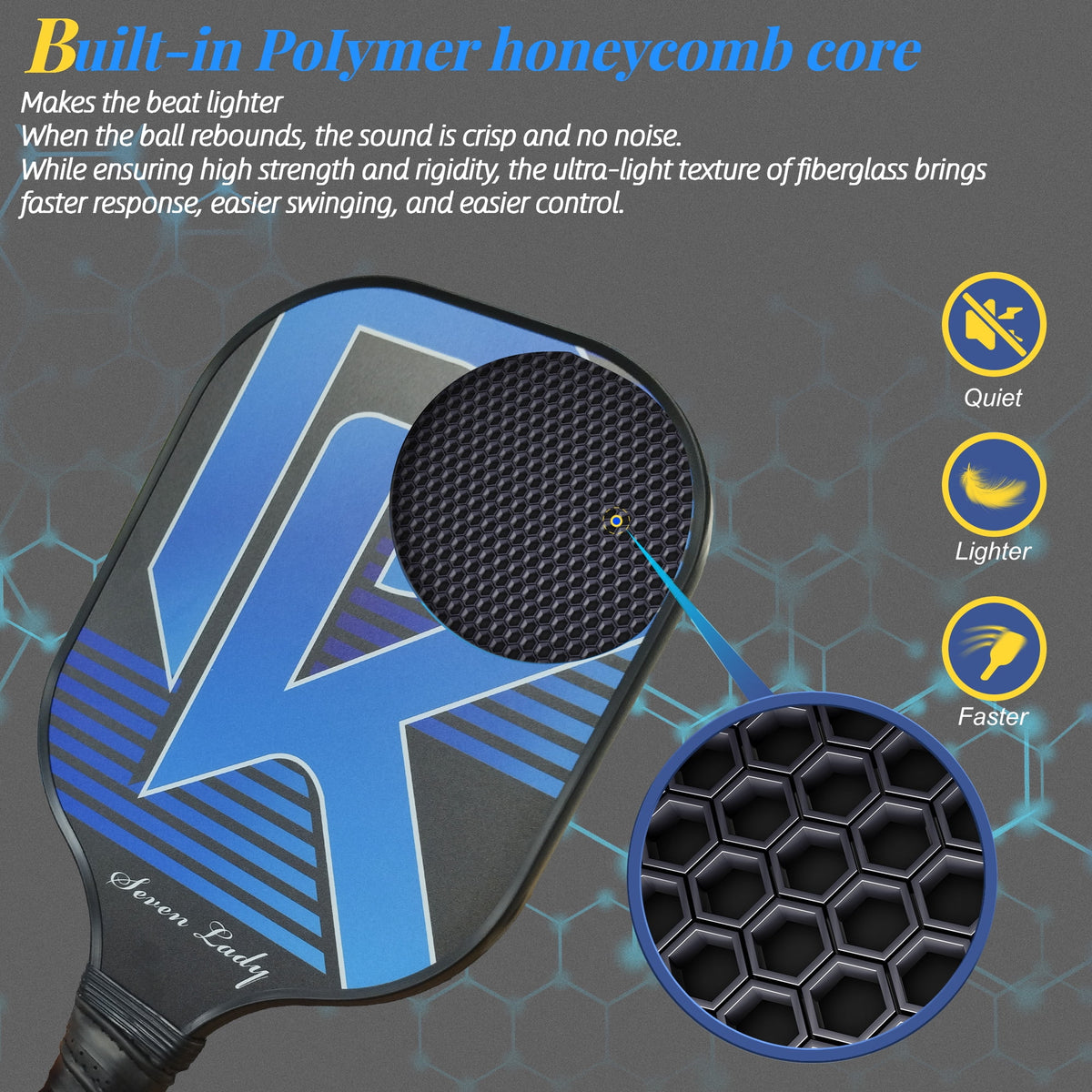Pickleball Paddles Graphite Fiber Set with 4 Balls and Backpack T8477