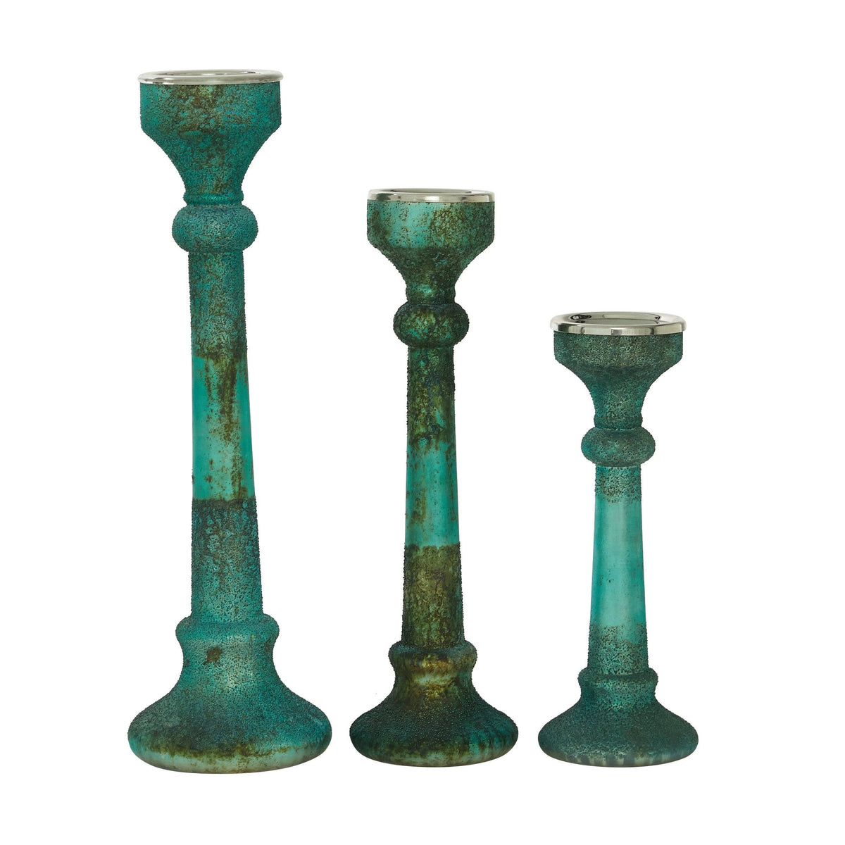 Silver Glass Candle Holder (Set of 3) Z105