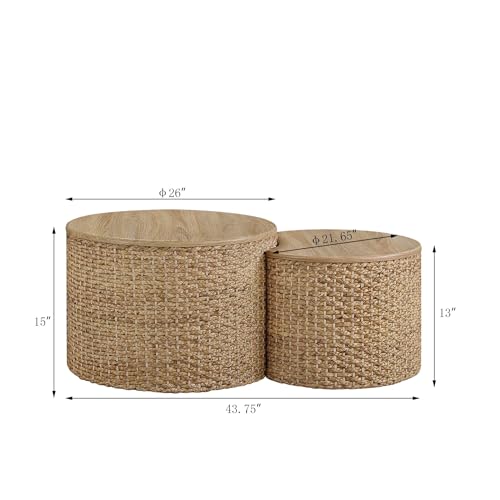 Set of 2 Woven Coffee Table with Storage F48497