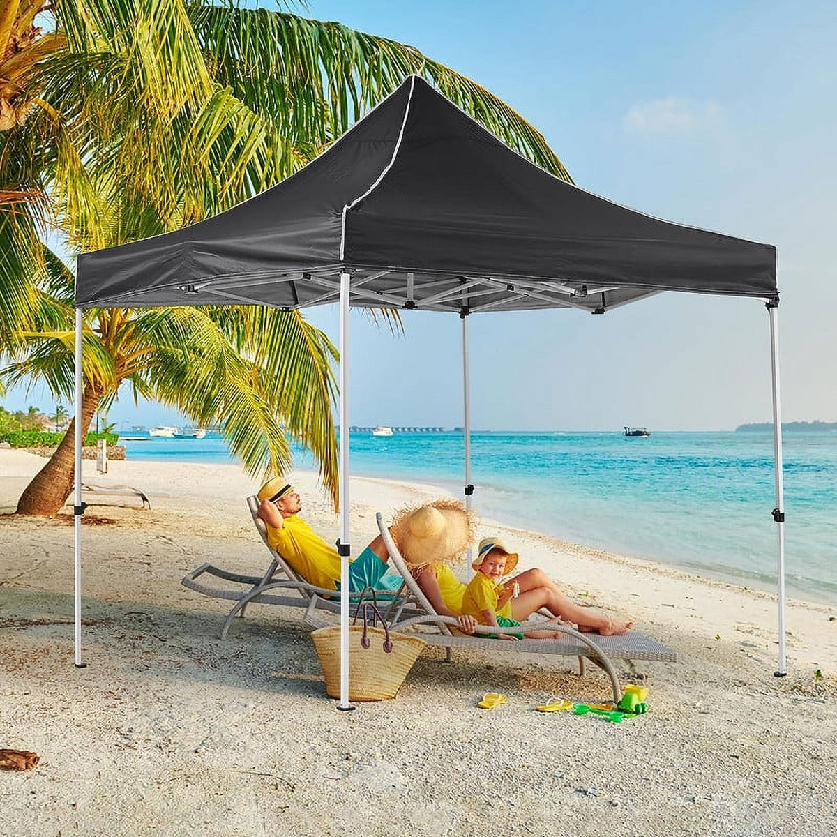 2x2m Pop-up Gazebo Canopy Tent with 4 Side Panels & Carry Bag Steel Frame Waterproof K53959