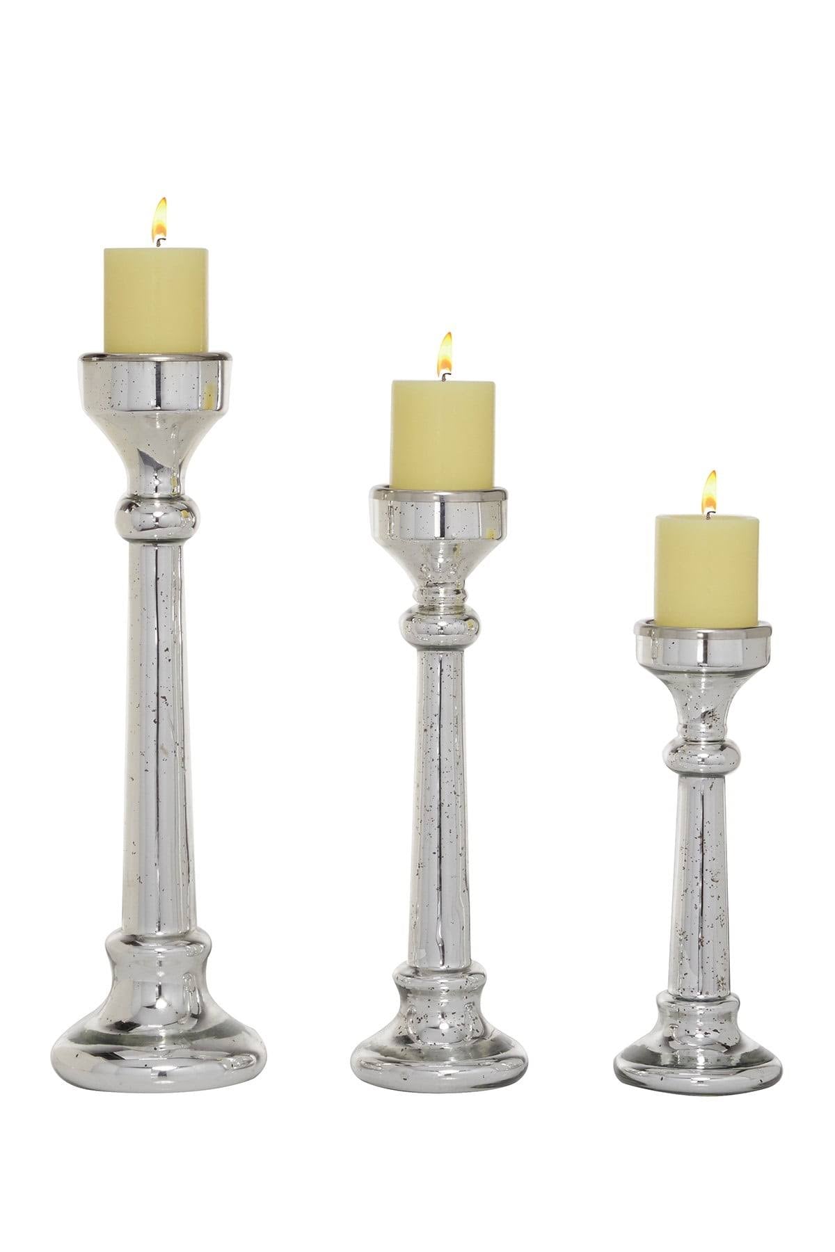 Silver Glass Candle Holder (Set of 3) Z105