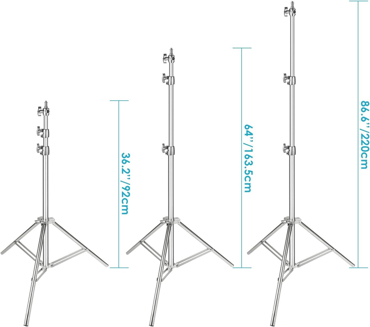 Stainless Steel Light Stand Silver 79 inches Foldable Heavy Duty Stand Pack of 2 Z869917