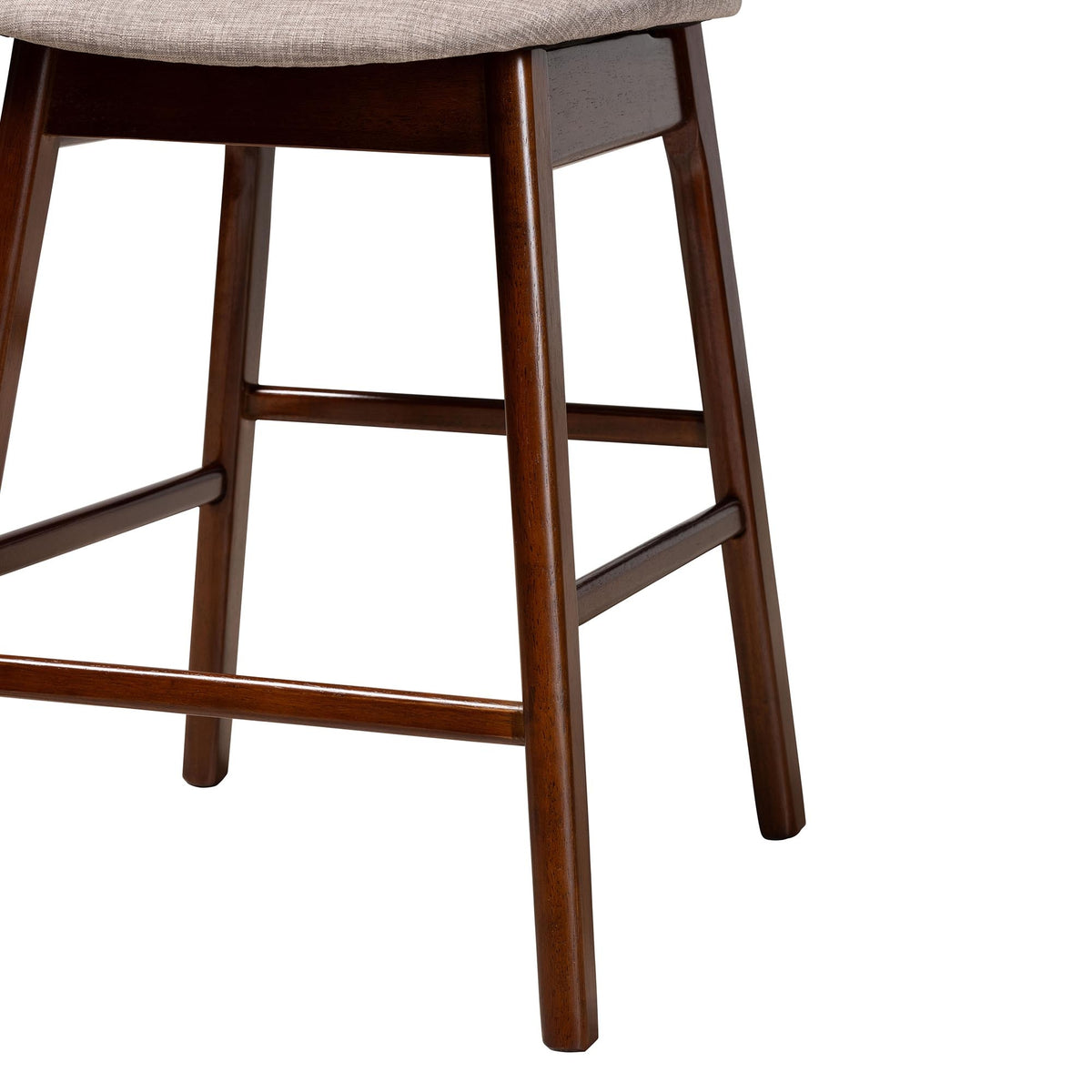Grey Fabric and Walnut Brown Finished Wood 2-Piece Counter Stool Set T983861