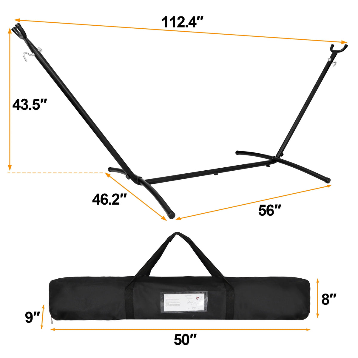 Portable Double Outdoor Hammock with 9FT Stand Set, Carry Case, Brown S23930
