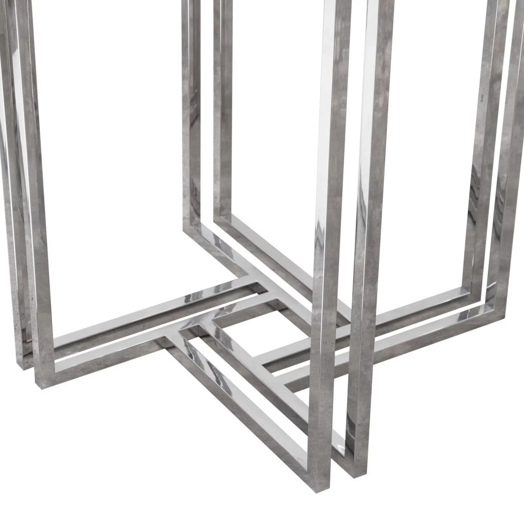 Round Stainless Steel Dining Table with Tempered Glass Top V247