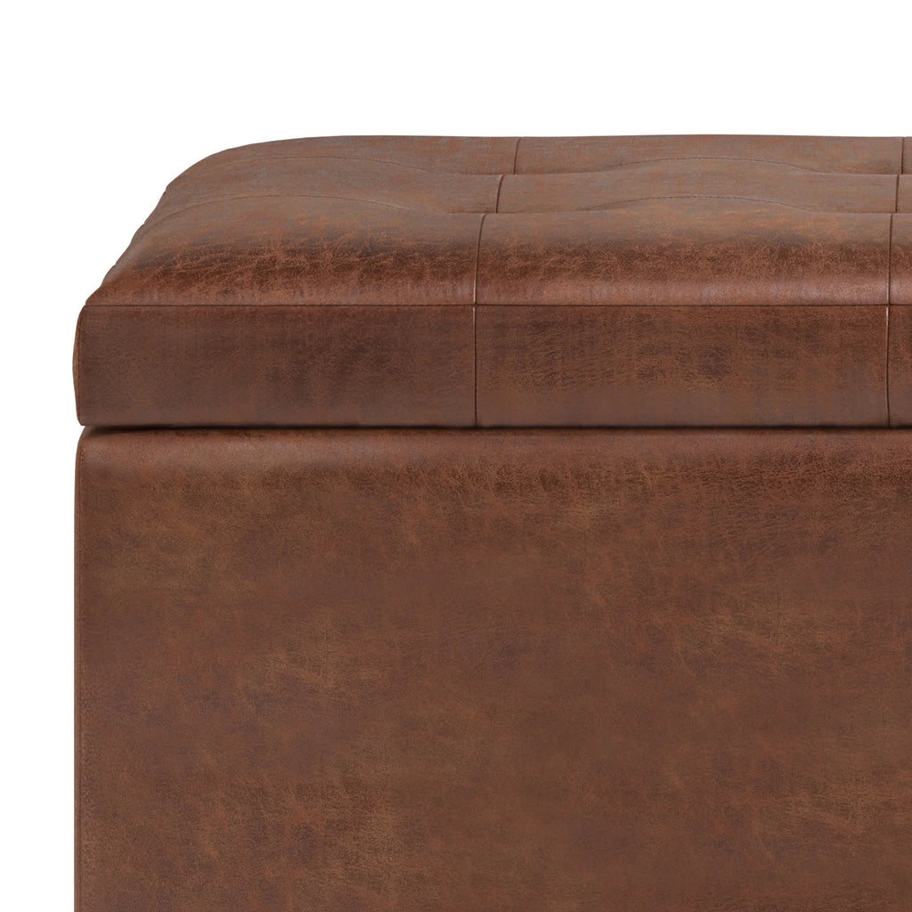 Distressed Saddle Brown Storage Ottoman D2300