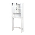 Over-The-Toilet Bathroom Cabinet with Adjustable Shelves and Barn Door, White O6704