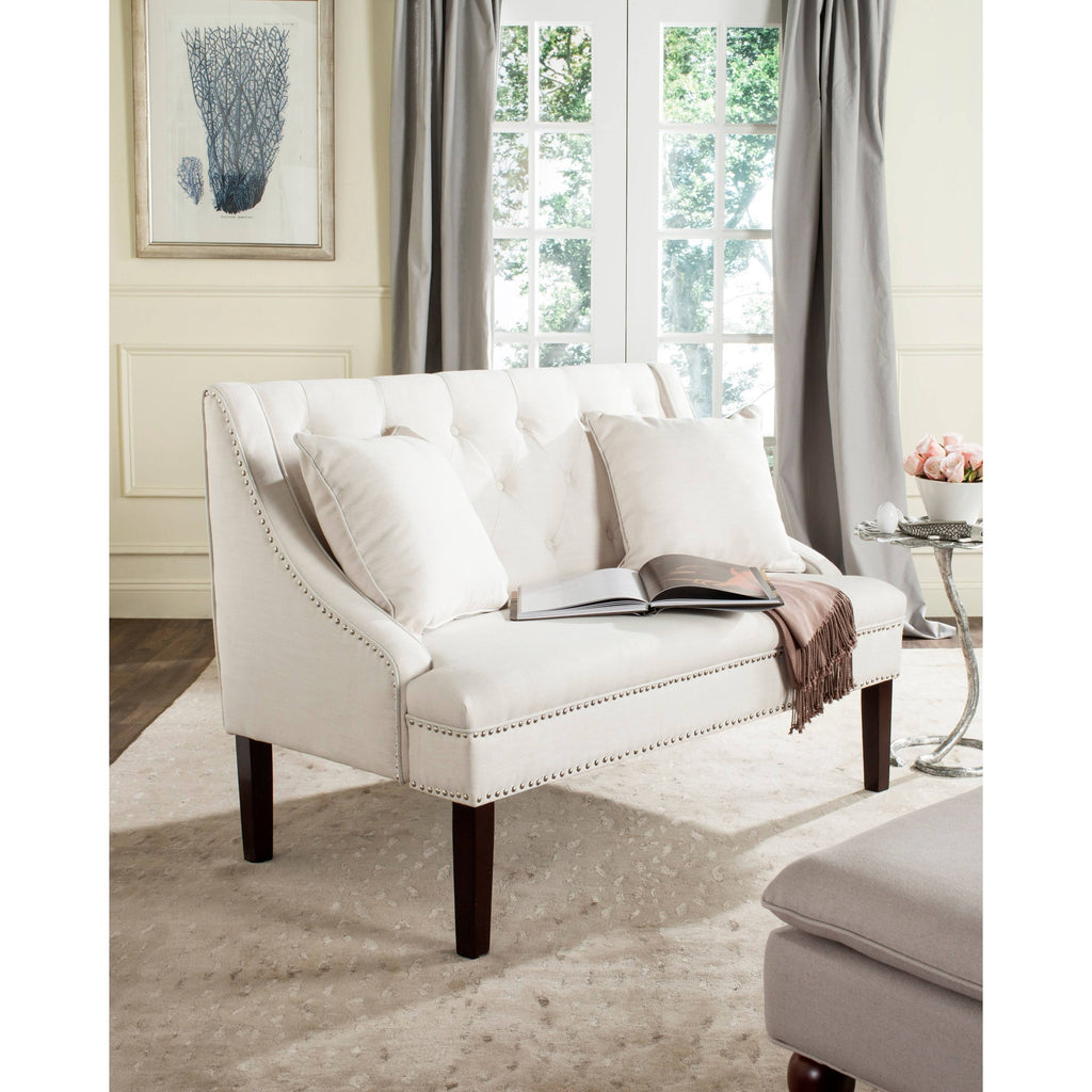 Light Beige Linen Settee U5220