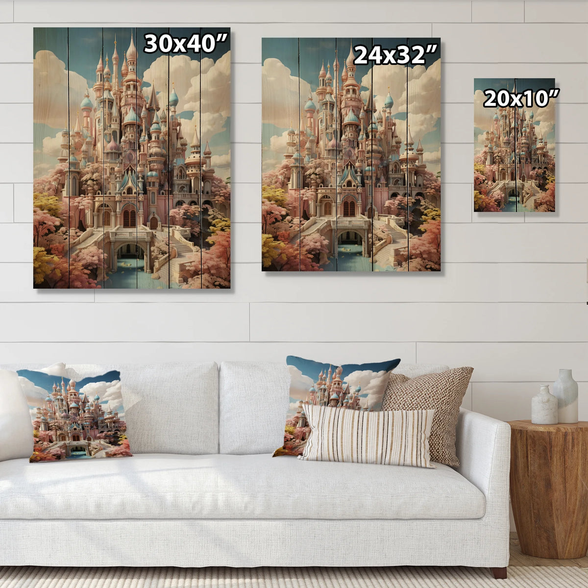 Natural Pine Wood Cityscapes Print D2622