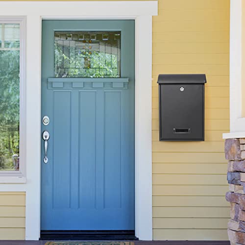 Black Wall Mounted Locking Mailbox with Key Lock M54063