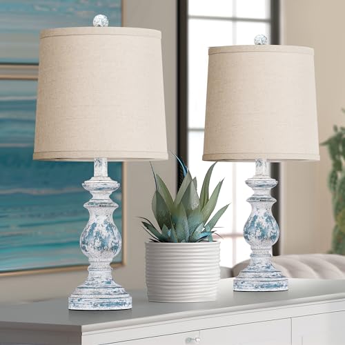 Green Table Lamp Set of 2 with Linen Shades C27025