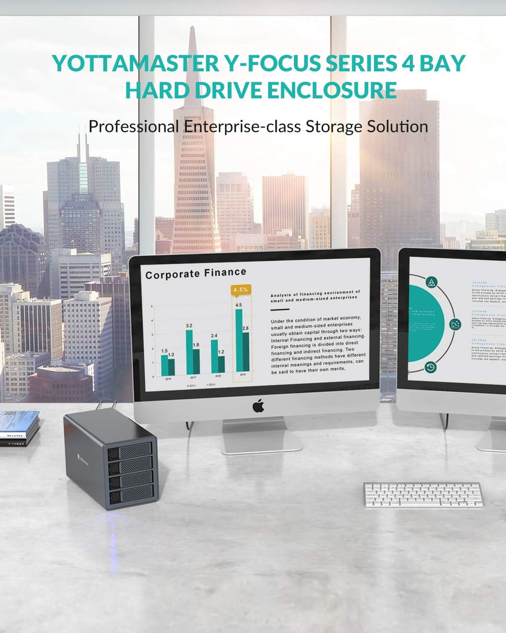 4 Bay Hard Drive Enclosure Aluminum Alloy USB3.0 to SATA3.0 External HDD SSD Storage Enclosure T461