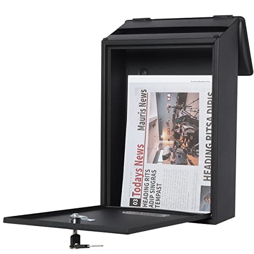 Black Wall Mounted Locking Mailbox with Key Lock M54063