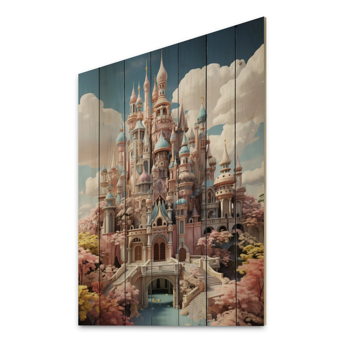 Natural Pine Wood Cityscapes Print D2622