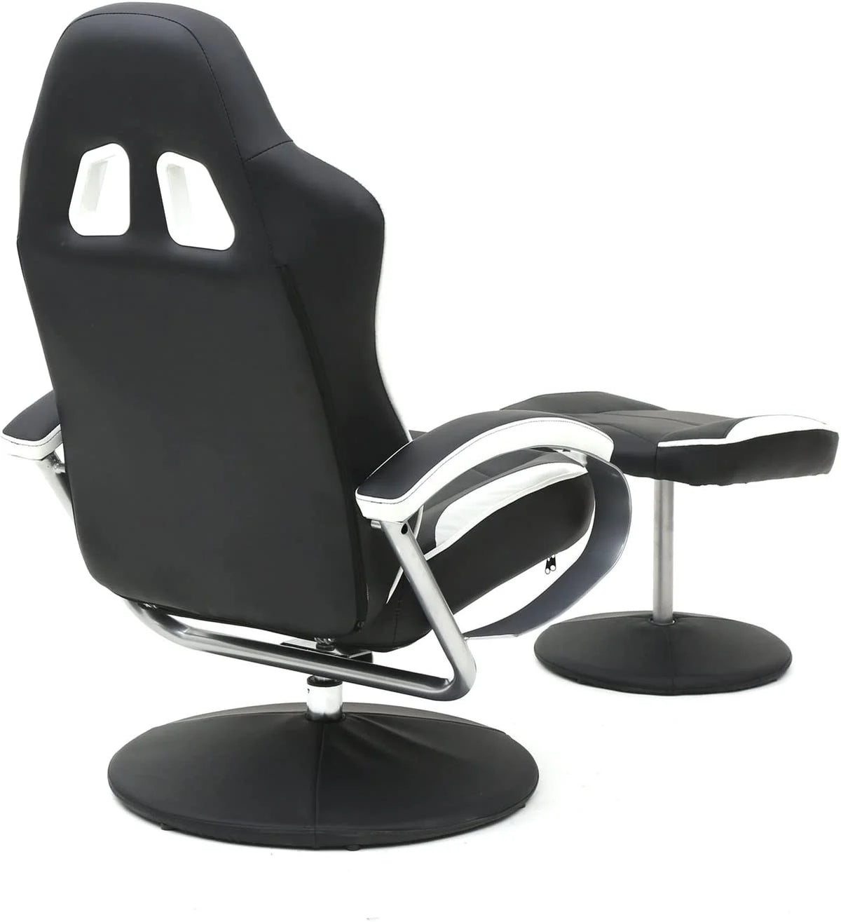 Black PU Racing Recliner Chair Set with Ottoman E69405