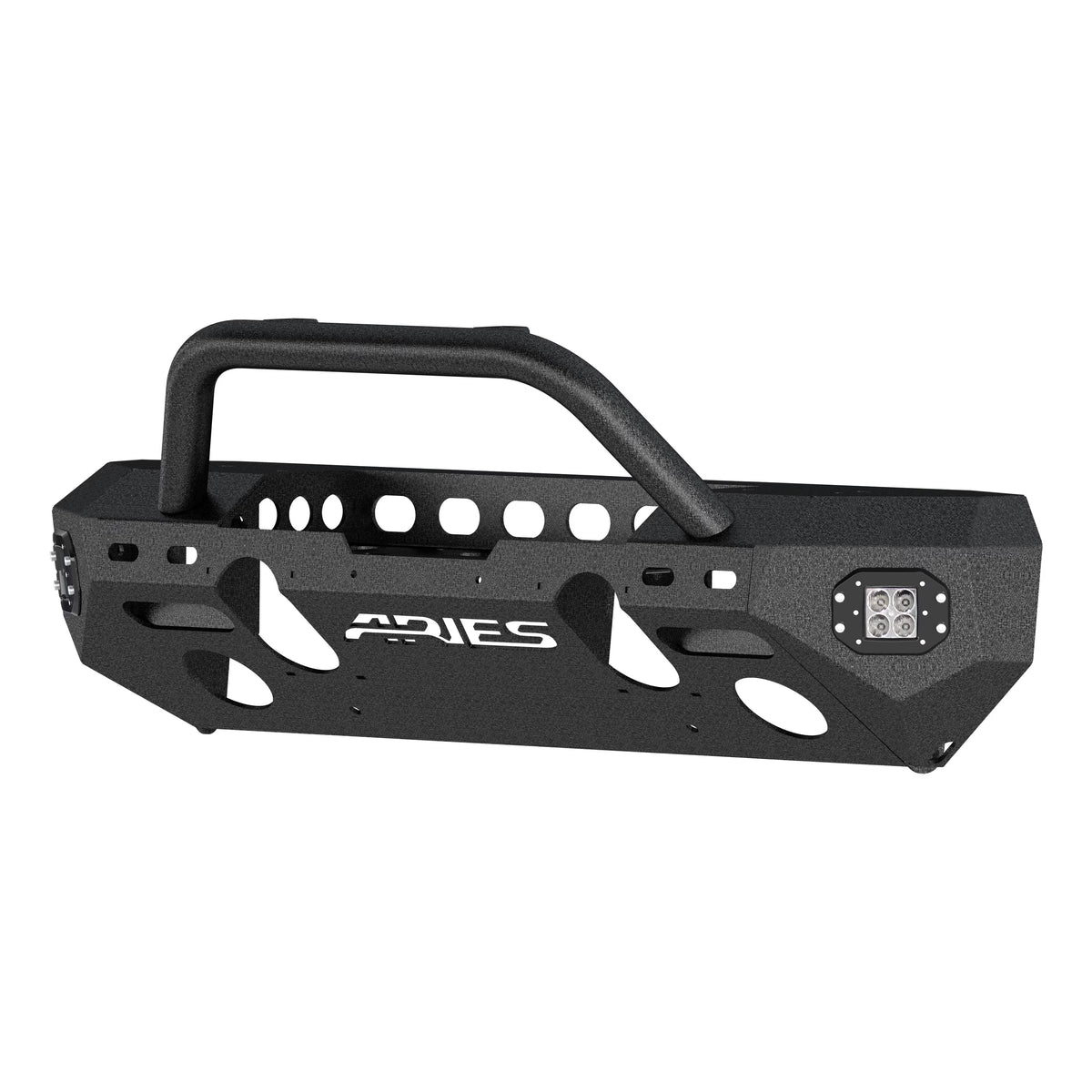 Black Aluminum Front Bumper with LED Lights and Winch Mount F102398