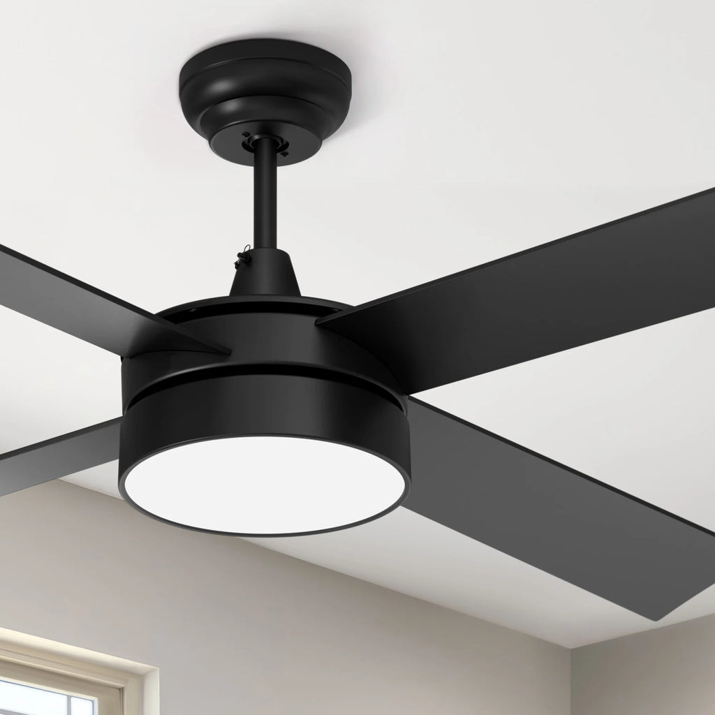 Black Ceiling Fan with Light and Remote E743